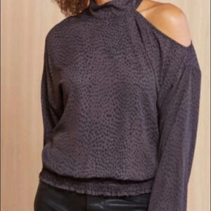 Peyton Jensen One Shoulder Leopard Print Blouse